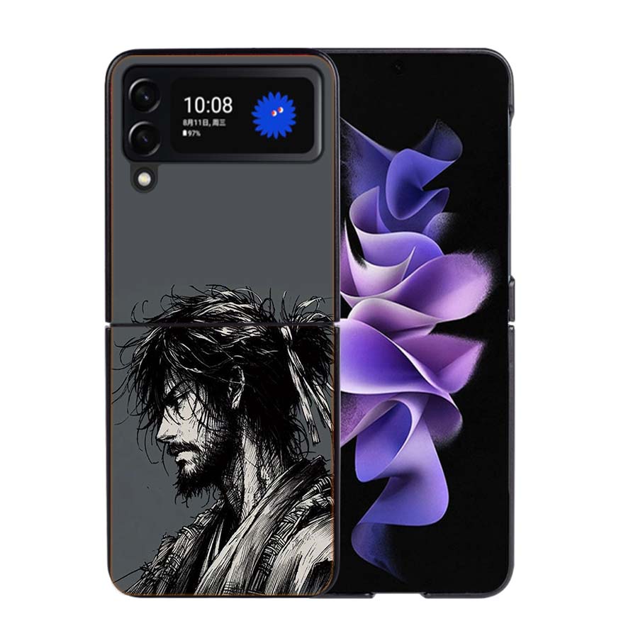 

Manga Vagabond Phone Case For Samsung Z Flip 7 6 5G Galaxy Z Flip4 Z Flip5 Z Flip3 Coque Black Hard PC Shell Protective Cover Samsung Z Flip 5 5G