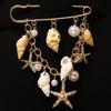 Lovely Beach Themed Alloy Brooch Featuring Shell And Starfish Decorative Chain Chest Flower For Casual Wear
