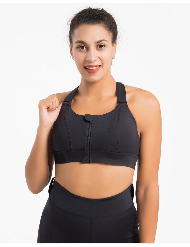 Grote Maten Prachtige Rug Schokbestendige Sportbeha met YKK Rits - Verstelbaar voor Hardlopen en Fitness, Ondersteunt tot 90 kg.
