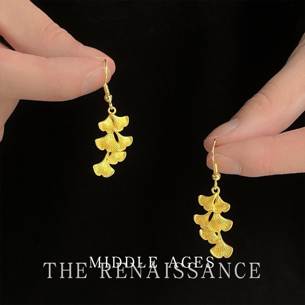 Серьги-кисточки Тяжелая промышленность Гинкго Билоба Ретро Литературные Серьги-крючки Женские