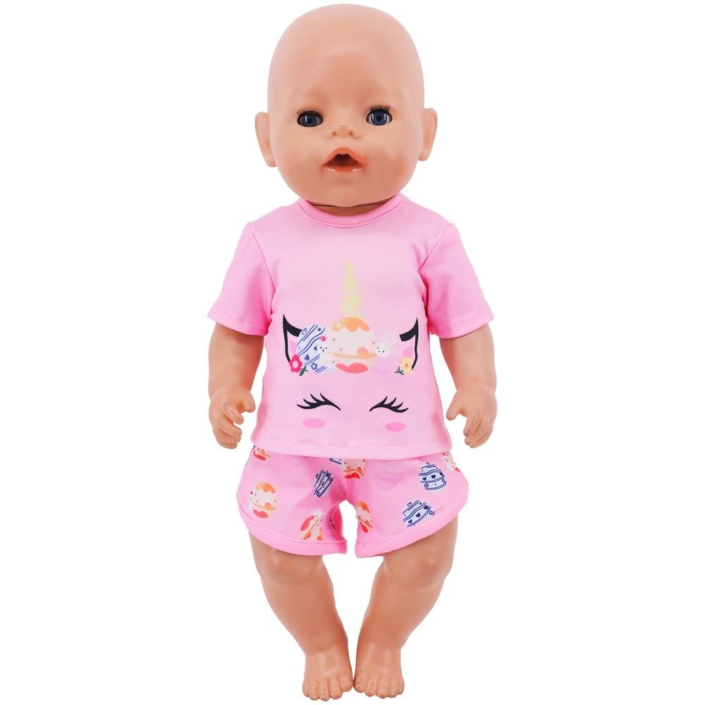 Doll Clothes Pink Skirt Flamingo Bkini,Bunny Hairpin,Shoes For 18Inch American Toy&43cm Baby Doll Accessories Birthday Gift