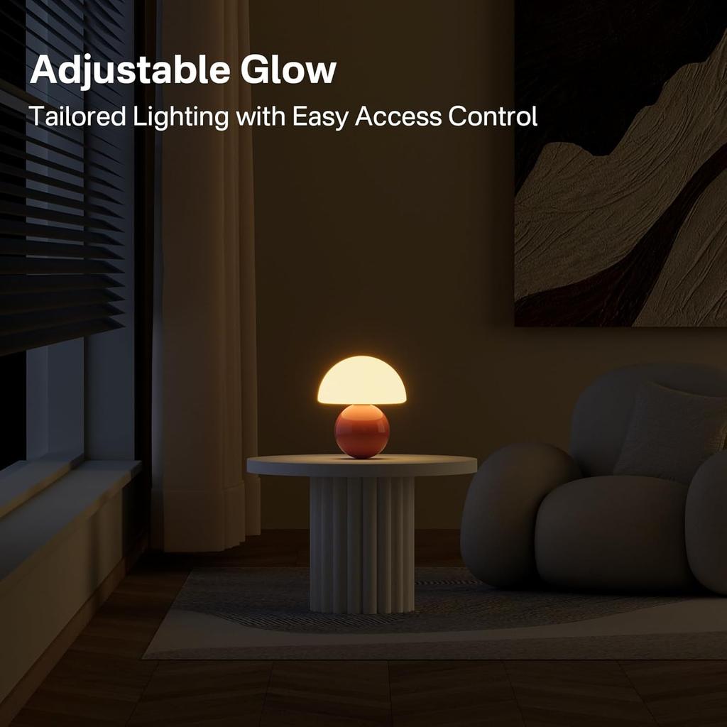 Dawnwake – Cute, Modern, Mid-century Style Dimmable Mushroom Lamp for Nightstands or Desks; Aesthetic Decor