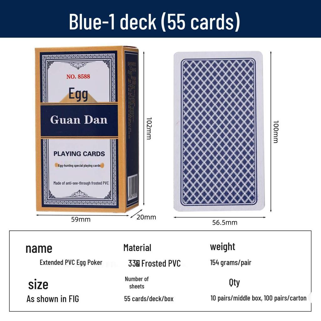 Guan Dan Premium Poker Playing Cards - Thickened, Hardened with High-End Linen Finish, Blue Core Paper, Full Case of 100 Decks.