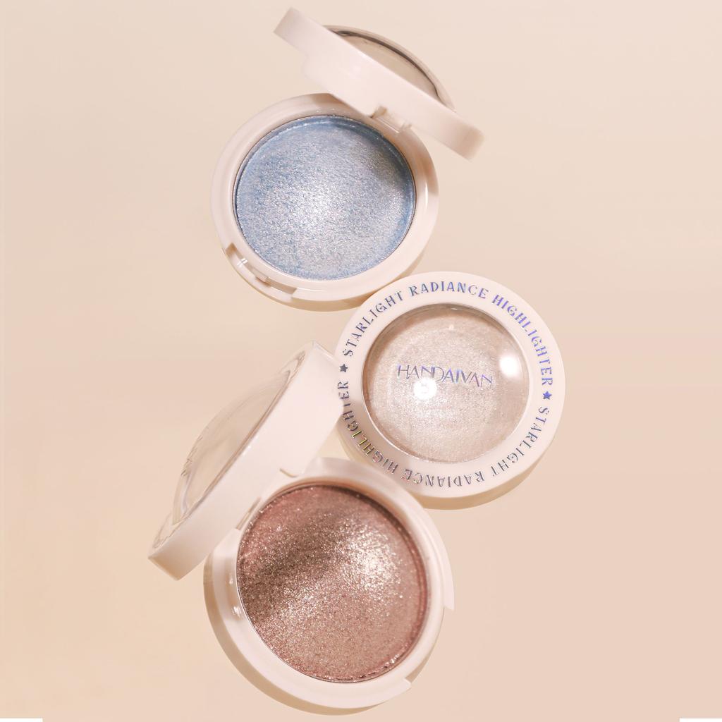 Langanhaltender Wasserfester Feiner Schimmer Highlighter, Natürlicher Glänzender Effekt, Kontur Aufhellen und Gesicht Modifizieren, Perlenschimmer Glattes Gebackenes Puder