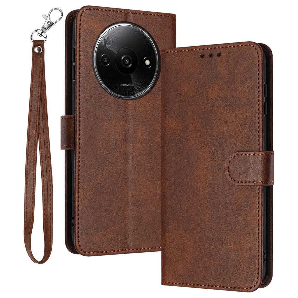 For Xiaomi Redmi A3/Poco C61 4G Case Magnetic Clasp Leather Wallet Stand Phone Cover with Strap