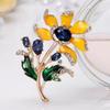 Enamel Sunflower Brooch - High-end, Niche, Premium, High-grade Brooch for Clothing Accessories, Retro-style Pin