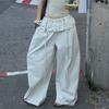 Street-style Elastic Waist Patchwork Balloon Pants Casual Pants