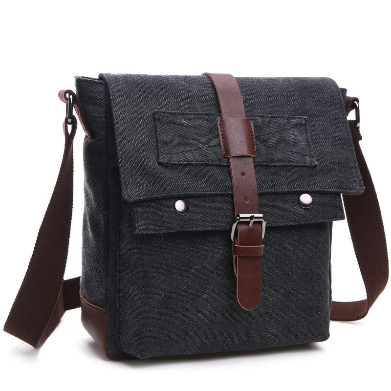 Retro Men s Multi-pocket Canvas Messenger Bag - Shoulder & Crossbody Style with Laptop Compartment