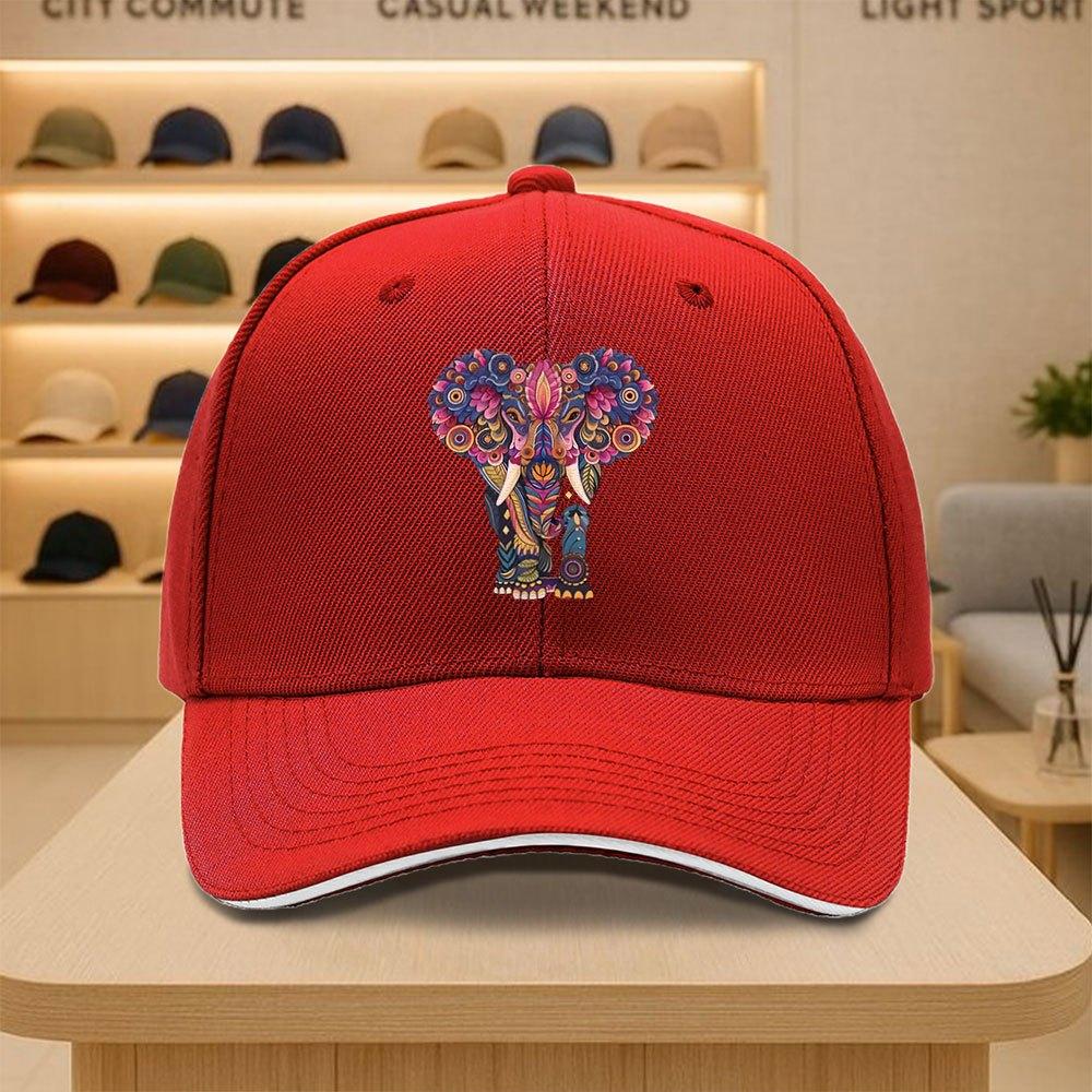 Colorful Mandala Elephant Baseball Cap Adjustable Polyester Outdoor Sports Casual Cap Unisex One Size