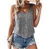 Women Sleeveless Button Down Tank Top Casual Loose Fit Summer Blouse with Scoop Neck for Daily Wear