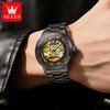 OLEVS Mens Watch Skeleton Automatic Mechanical Watch Stainless Steel Luminous Watches For Man Original Luxury Business Gifts