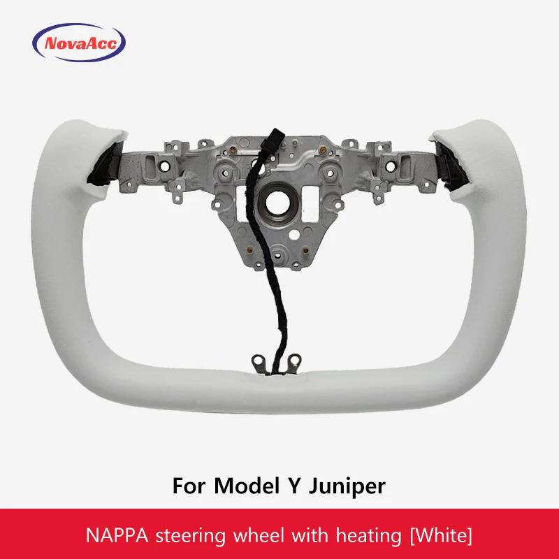 

Yoke Steering Wheel For Tesla Model Y Juniper 2025 Nappa Leather Sweat - Absorbent Car Grip Wide Vision Heating Steering Wheel