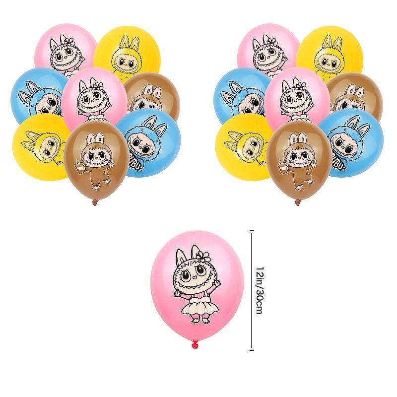 

Декор для вечеринки в стиле Лабубу, баннер с днем рождения Лабубу, топпер для торта, мультяшный воздушный шар 16 latex balloons