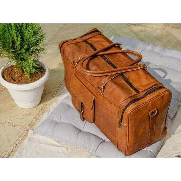 Leather Bag Duffel Travel Men Luggage Gym Vintage Genuine Weekend Overnight New