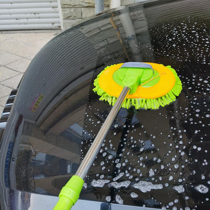Soft Fleece Microfiber Retractable Car Wash Mop with Long Handle, Scratch-resistant Mop Cleaning Gloves for Car Wash Trucks SUV RV Caravans and Homes