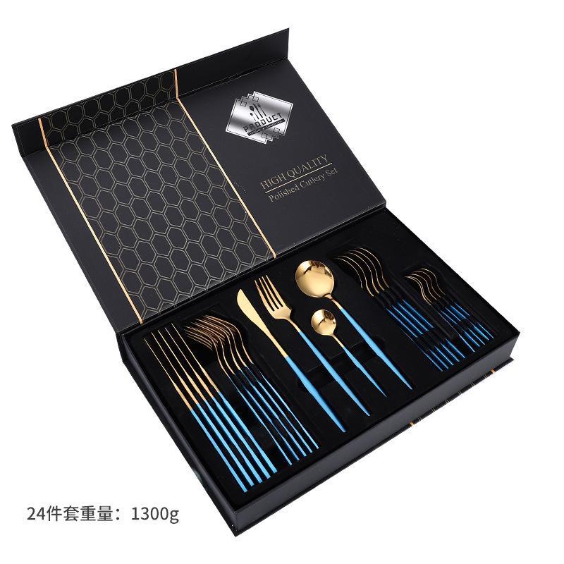 Stainless Steel Tableware Knives, Forks and Spoons 24-piece Set Western Tableware Steak Knife Gift Box Set