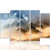 Five Piece Picture Canvas Print Wolves Misty Forest Nature