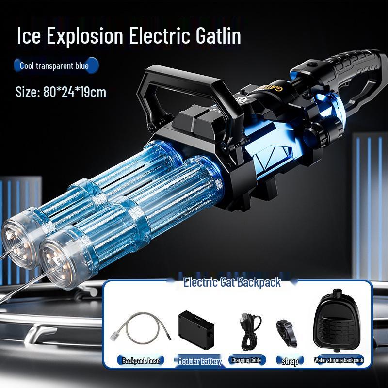 

Вращающийся ствол Гатлинга Водный пистолет с эффектами пламени синий