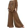 In Stock 2023 Women's Casual Loose Cotton Linen Solid Color Two-Piece Set