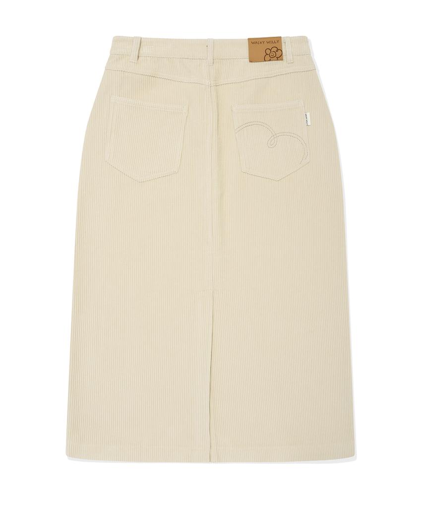 WACKY WILLY [25Fw] Women'S Corduroy Long Skirt Cream