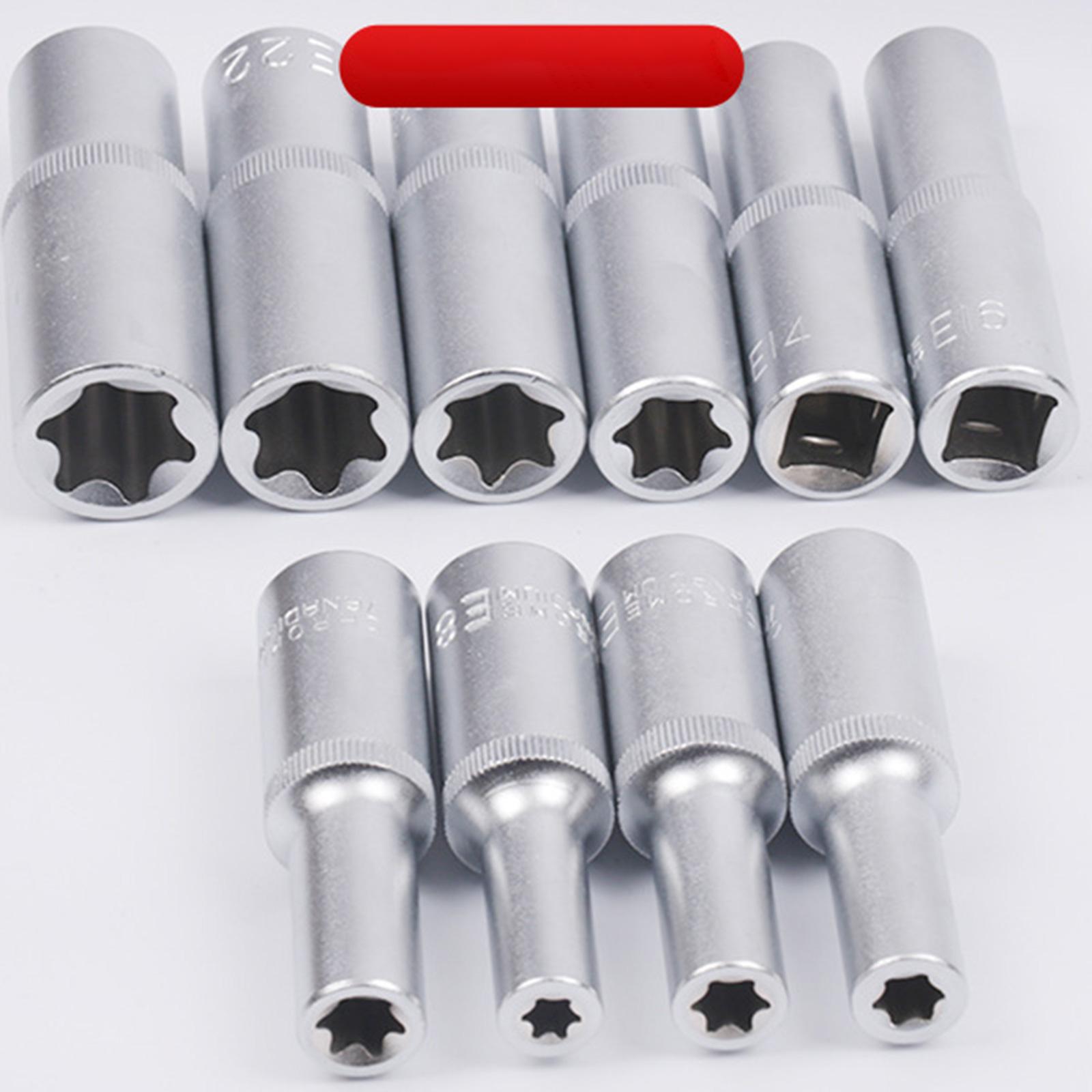 

10 шт. 1/2 DR Female E Star Deep Socket Torx Auto Tool E8-E24 с кейсом