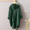 Camicia Lunga Oversize da Donna in Lino con Taschino a Revers Bottoni Larga Casual Lunga Tunica Blusa