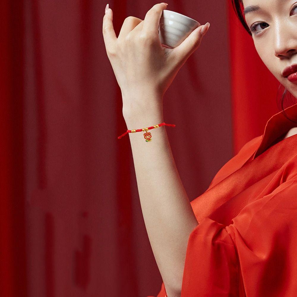 Chinese Style Snake Year Bracelet Hand Rope Fortune Bracelet Retro Lucky Red Rope  Couple