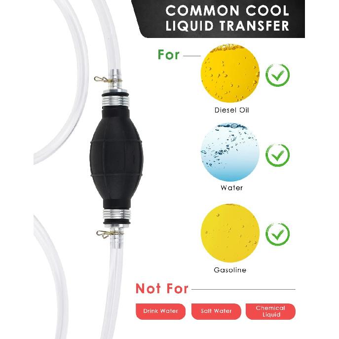 KATUMO Gasoline Siphon Hose, Gas Oil Water Fuel Transfer Siphon Pump, Portable Widely Use Hand Fuel Pump, Fuel Transfer Pump With PVC Hoses