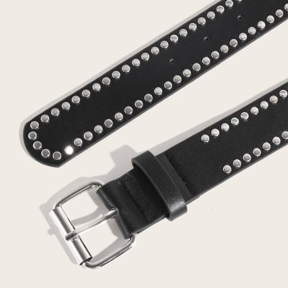 Versatile Jeans Belt Retro Rivet Decorative Belt Casual PU Leather Belt  for Women and Men