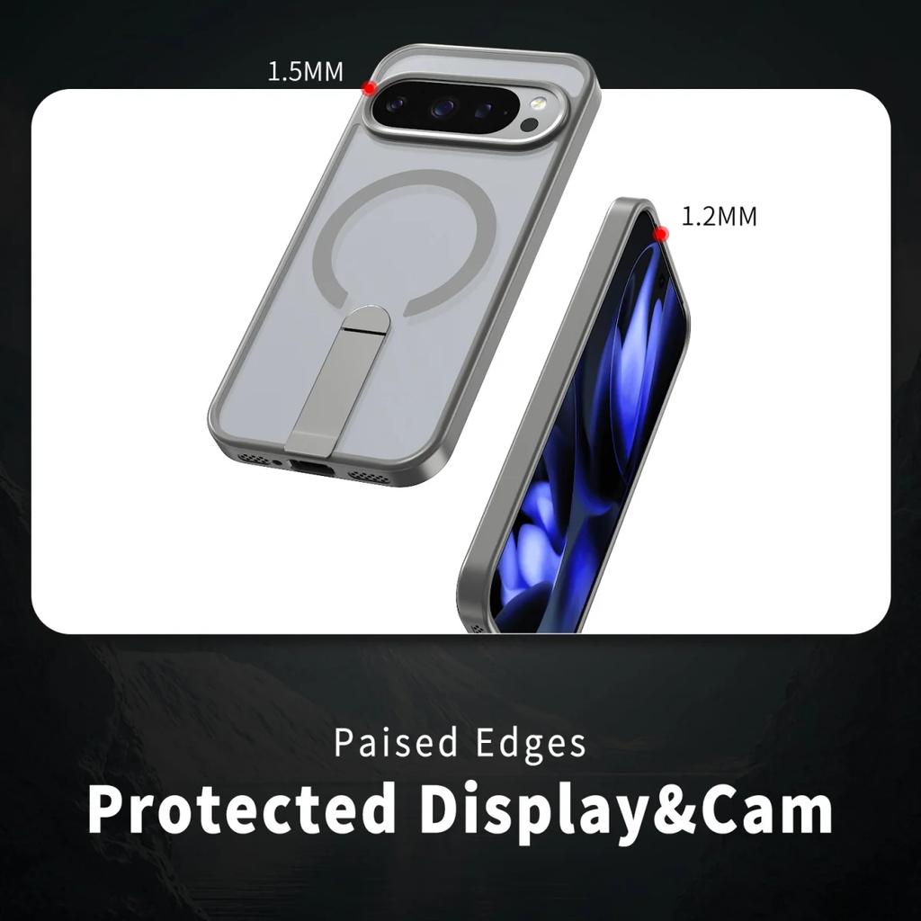 Matte Translucent TPU+PC Wireless Charge Armor Phone Case For Google Pixel 10 9 Pro XL 9A Alloy Bracket/Camera Len Protect Cover