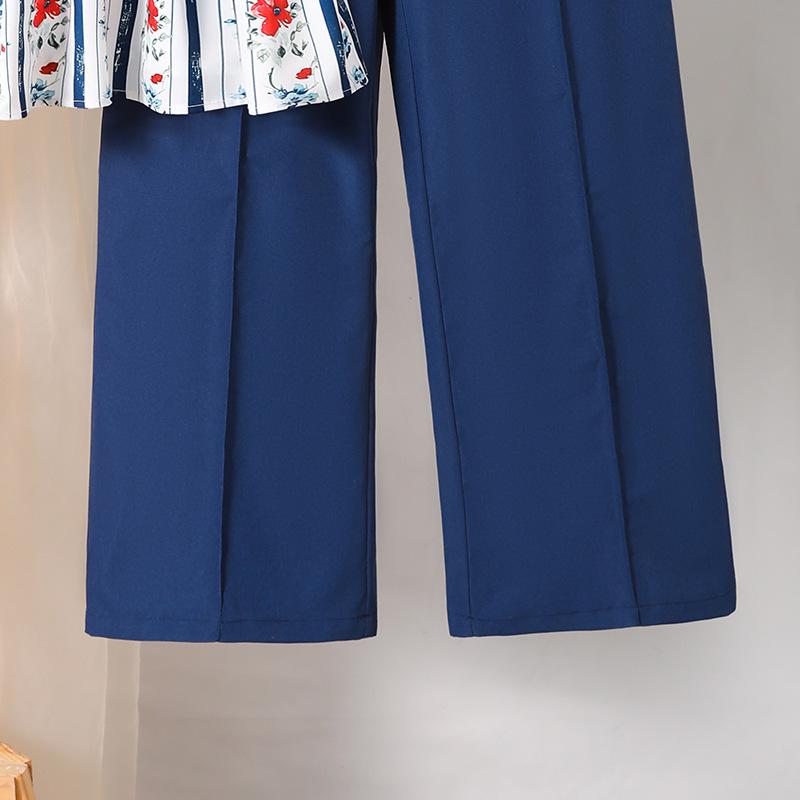 Mädchen-Frühling/Sommer 2026 Blumen-Camisole und Weitbein-Hosen-Set