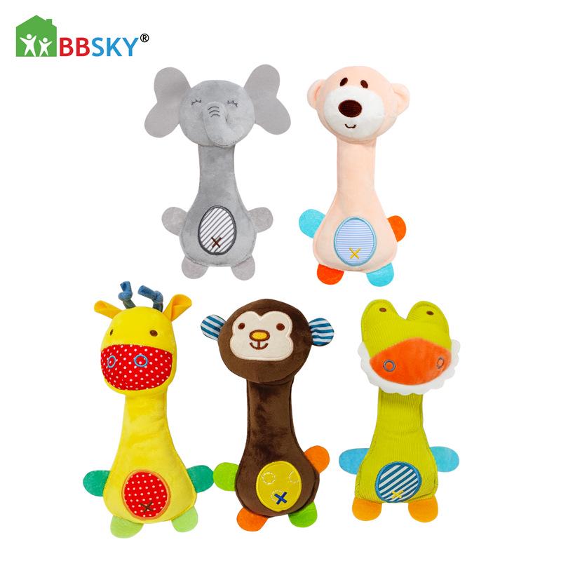 Baby Rattle Hand Grasp Stick with BB Sound - Super Cute Plush Toy Hand Puppet