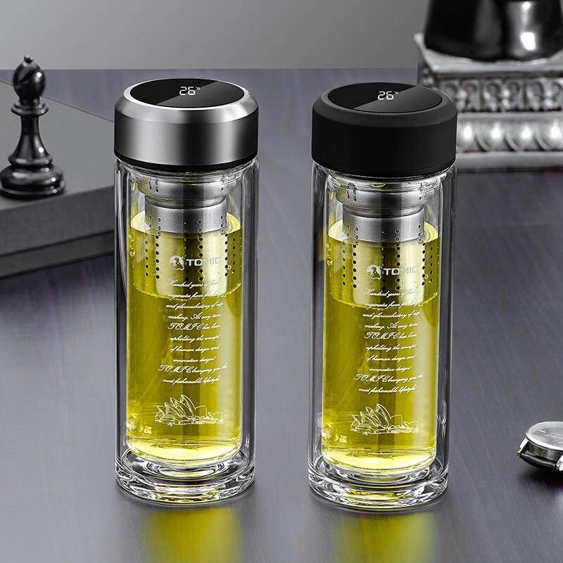 Temake Double-Layer Insulated Glass Tea Infuser with Smart Lid