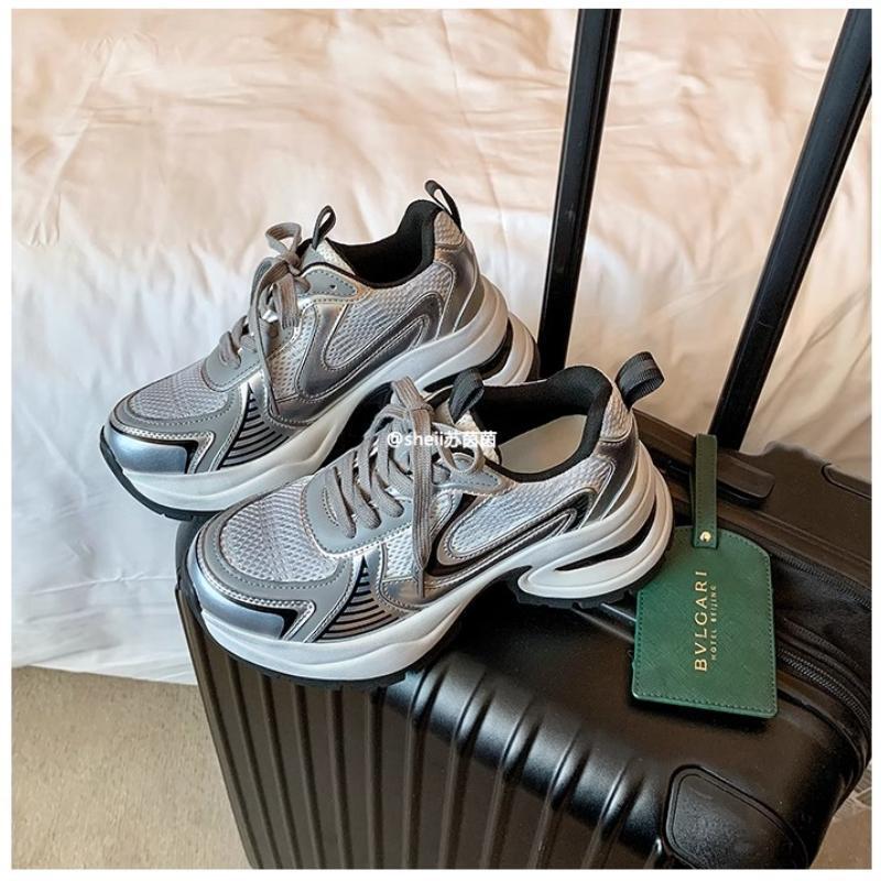 [SheII Su Yinyin] Internet celebrity of the same style~ 7cm breathable silver thick sole heightening casual sports shoes female dad shoes
