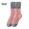 Warm Crew Socks for Winter Thickened Long Plush Women, Coral Fleece Socks, Warmth Autumn Thermal Sleep Anti-static Contrast Color Indoor Cozy Hosiery