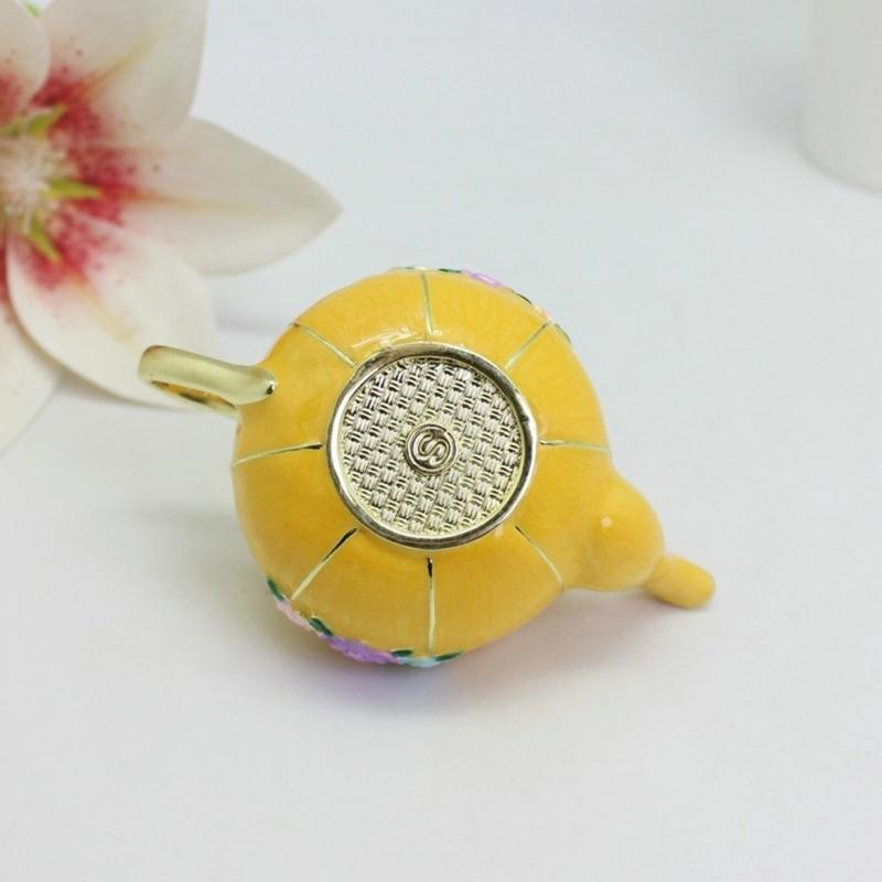 Elegant Cloisonnes Teapot Jewelry Box Alloy Ornament With Colorful Enamel For Wedding Gift Home Decoration