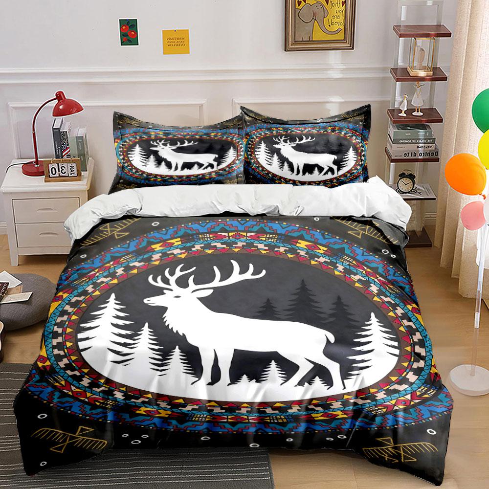

White deer, pine trees. Bedding sets Duvet cover sets Duvet covers Pillowcases(1 * Duvet Cover 2 * Pillowcases without duvet insert) 135x200cm