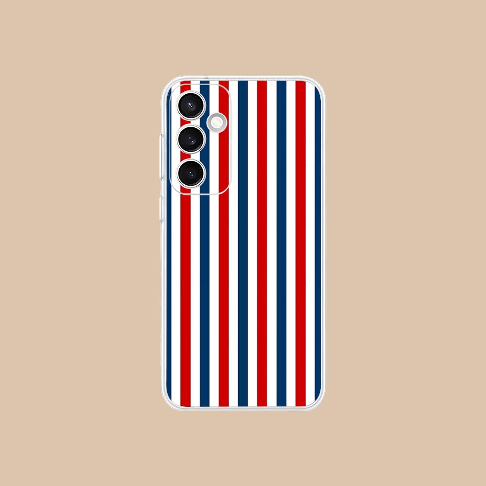

Red Blue Stripe Mobile Phone Case for Samsung Galaxy S25 S24 S23 S22 S21Plus FE Ultra Clear Colorful Cover Luxury Smartphone Galaxy S22+ 5G