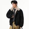 Mens Winter Fleece Lined PU Cotton Jacket Stand Collar Warm Casual Coat