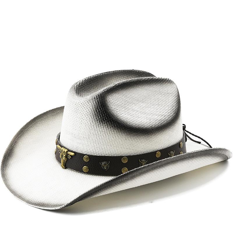 Western cowboy hat - unisex outdoor hiking, travel, sun protection, and shade hat - tibetan style jazz hat - beach hat M(56-58cm)