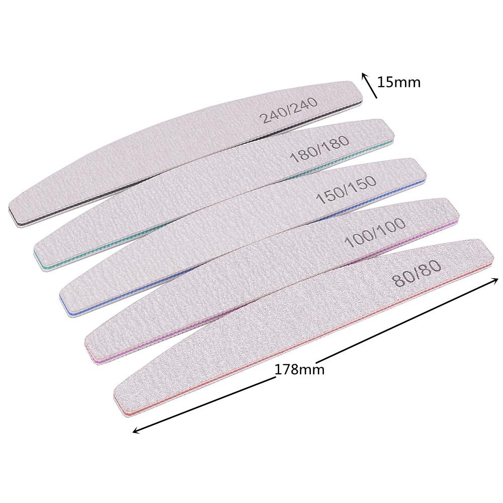 10Pcs Professional Nail File 100/150/180 Sandpaper Strong Thick Nail Files Sanding Half Moon Lime Nail Accessories and Tools