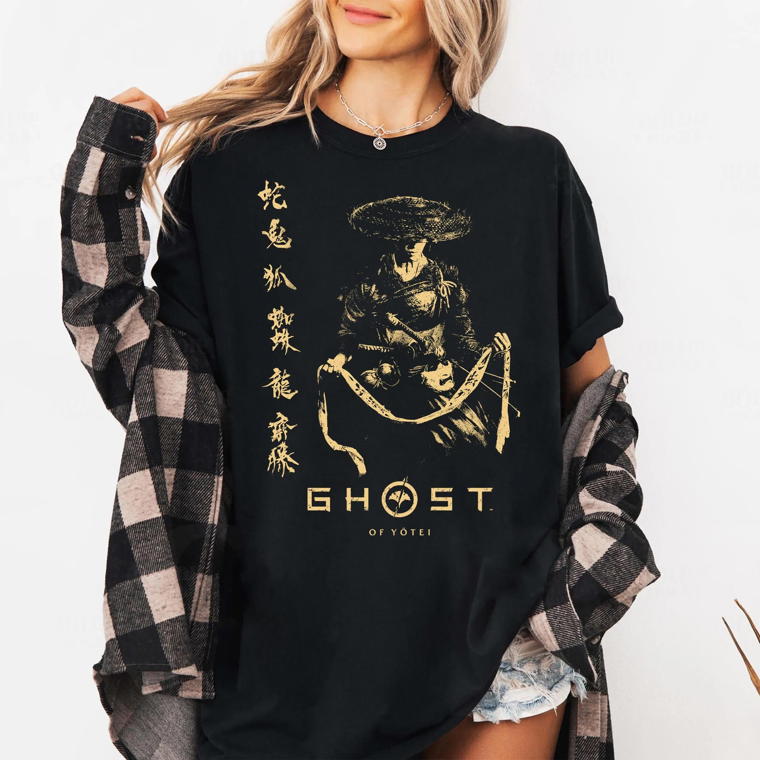 

Plus Size Summer Womens Vintage Ghost of Yotei T Shirt Cotton Breathable Stylish Versatile Street Style Oversized XL