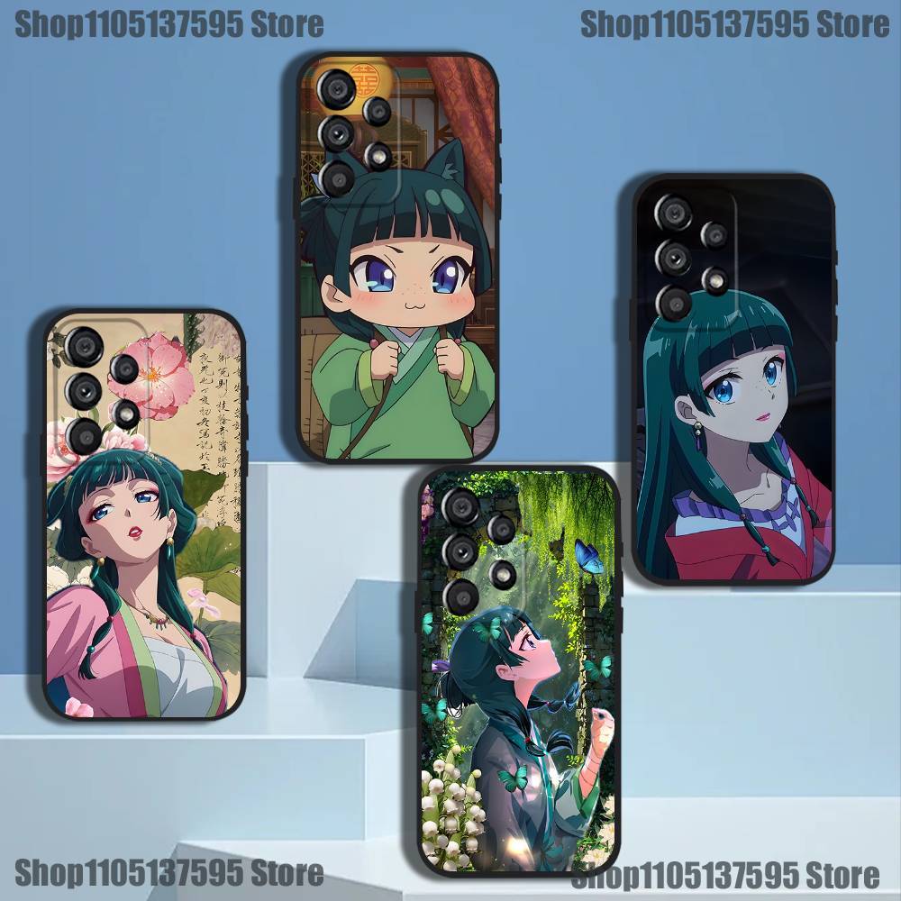 A-Apothecary Cute Maomao Phone Case For Samsung Galaxy A20,A21s,A22,A31,A32,A52,A53,A72,73,A80 Soft Black Cover