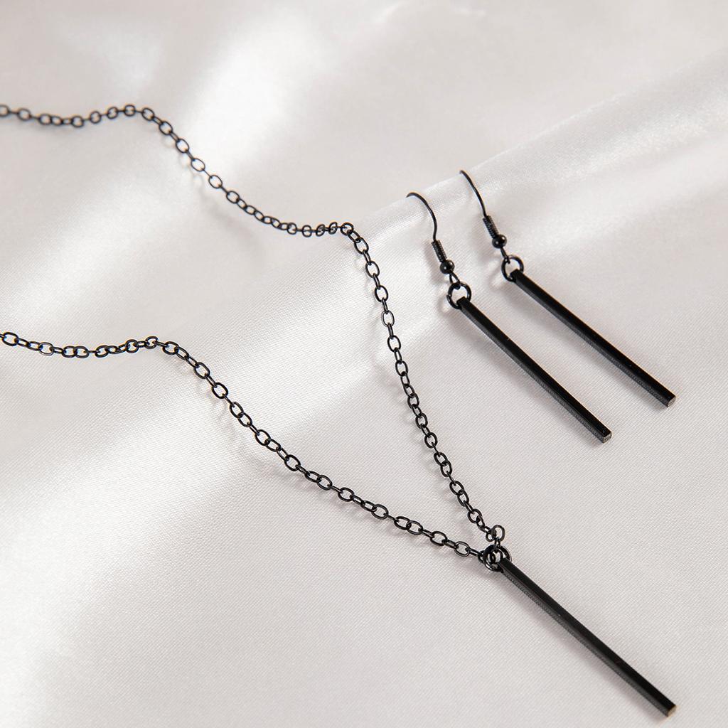 Charm Classic Gold Color Geometric Rectangle Stick Drop Dangle Earrings for Women Personality Trendy Rock Chokers Jewelry Set