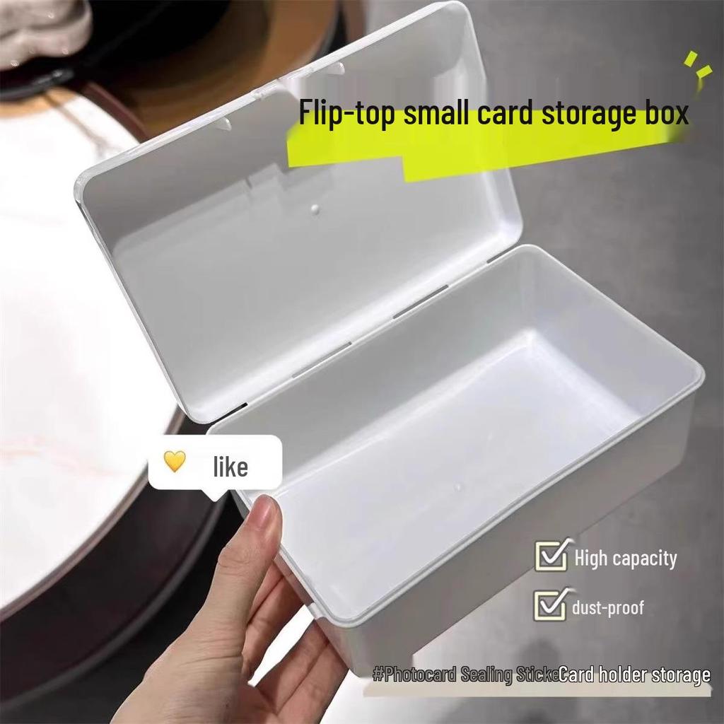 Pure White Flip-Top Desktop Storage Box with Ins Style Sticker