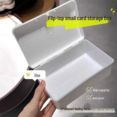 Pure White Flip-Top Desktop Storage Box with Ins Style Stickers
