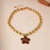 Retro European-American Beaded Titanium Steel Butterfly Flower Necklace with High-End Style