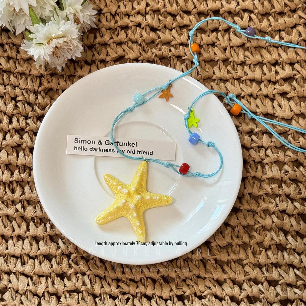 Bold Dopamine Color Block Starfish Necklace & Sweater Chain - Women's 2025 Collection