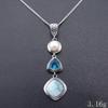 1 Pcs Silver Color Handmade Necklace Pendant Unique Beautiful Blue Natural Sea Pattern And Pearl Pendants Jewelry