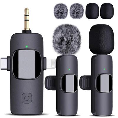 Wireless Pin Microphone for Compatible with and Sound Collection and Instant Noise Plug No App Ideal for and Live Includes USB Head Storage and 2 Hair